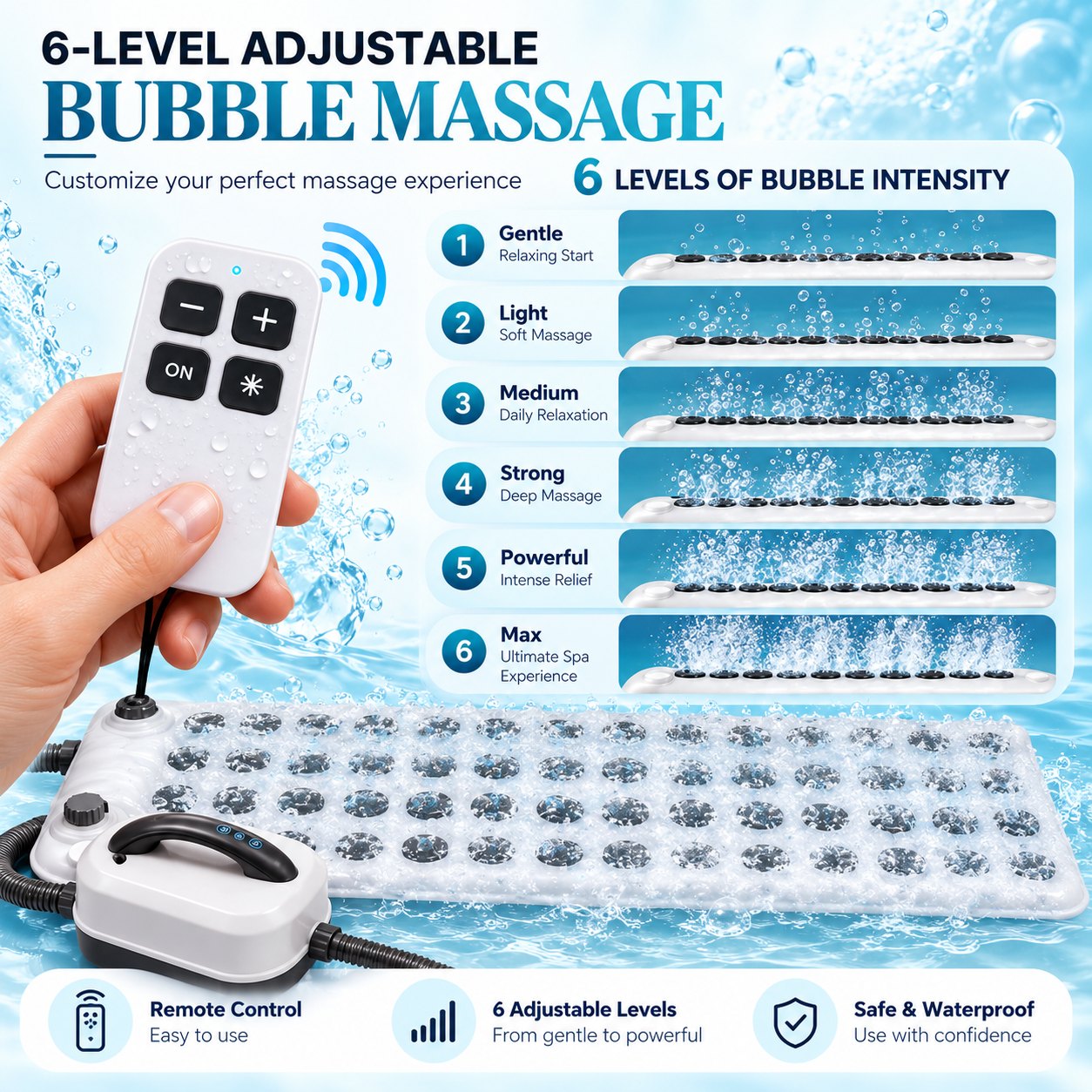 BubbleMat™ Spa Bubble Bath Mat with Remote - image 3